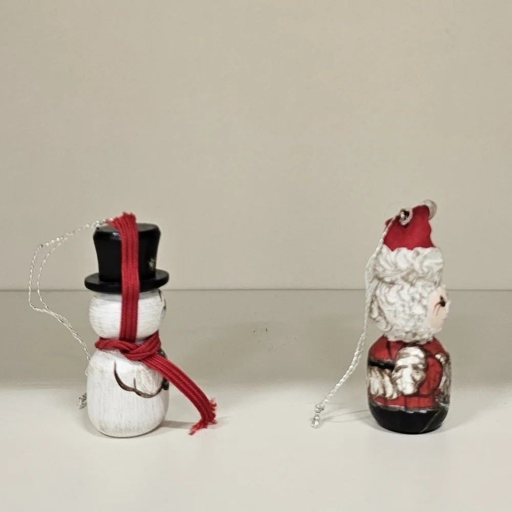 Vintage & RARE MMS Festive Snowman and Santa Ornaments (Qty. 2)